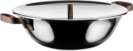 Alessi Edo Wok en Multiply avec couvercle en acier inoxydable