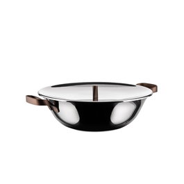 Alessi Edo Wok en Multiply avec couvercle en acier inoxydable