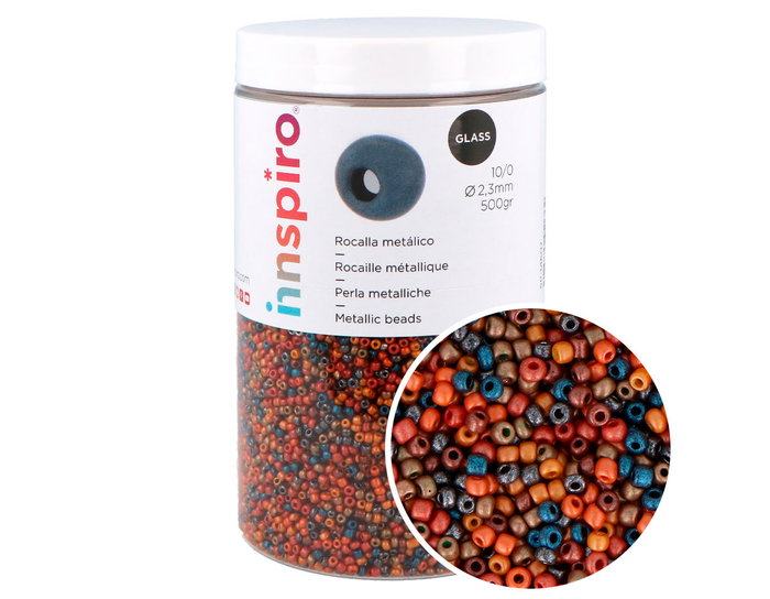 Innspiro Rocaille de verre ronde brillant métallique mélange 2,3 mm 10/0 500g Innspiro Rocaille de verre ronde brillant métallique mélange 2,3 mm 10/0 500g