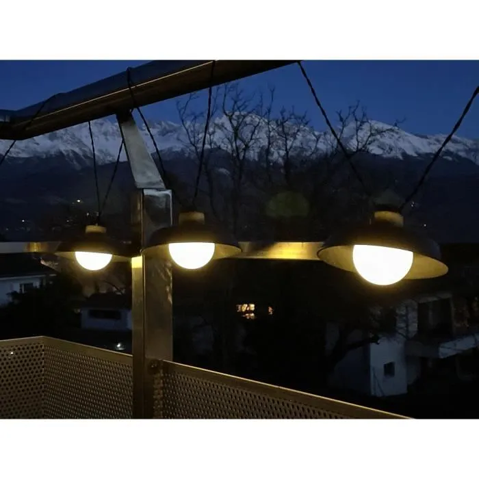 Luna Guirlande Solaire Extérieure 5 m, 10 Ampoules 50 Lumens, Rechargeable USB et Secteur, Noir Luna Guirlande Solaire Extérieure 5 m, 10 Ampoules 50 Lumens, Rechargeable USB et Secteur, Noir