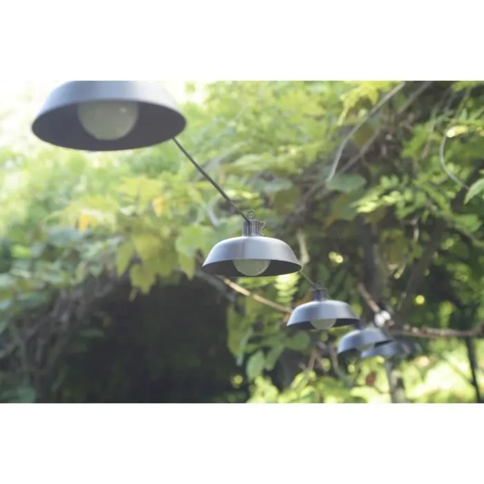 Luna Guirlande Solaire Extérieure 5 m, 10 Ampoules 50 Lumens, Rechargeable USB et Secteur, Noir Luna Guirlande Solaire Extérieure 5 m, 10 Ampoules 50 Lumens, Rechargeable USB et Secteur, Noir