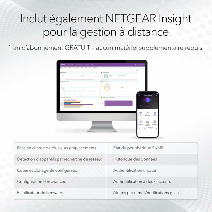 NETGEAR GS752TXUP - Commutateur réseau géré 48 ports Gigabit PoE+ avec 4 ports SFP+ 10G, rack 1U, budget PoE 640W