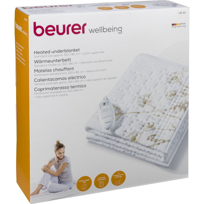 Beurer UB 33 Couverture de lit électrique en polaire, 150 x 80 cm