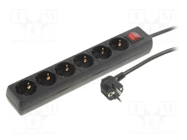 LOGILINK LPS202B Bloc d'alimentation 6 prises Schuko noir