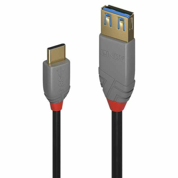 Lindy Câble Adaptateur USB 3.2 Type C vers A Anthra Line 0,15m Lindy Câble Adaptateur USB 3.2 Type C vers A Anthra Line 0,15m
