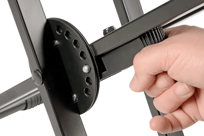 Quiklok QL646 Support pour clavier en X double profil, noir, acier, pliable, hauteur réglable, charge max 90 kg Quiklok QL646 Support pour clavier en X double profil, noir, acier, pliable, hauteur réglable, charge max 90 kg