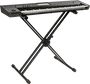 Quiklok QL646 Support pour clavier en X double profil, noir, acier, pliable, hauteur réglable, charge max 90 kg
