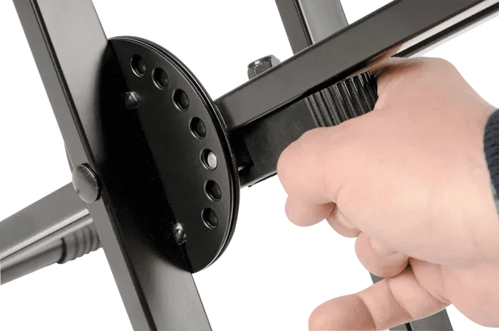 Quiklok QL646 Support pour clavier en X double profil, noir, acier, pliable, hauteur réglable, charge max 90 kg Quiklok QL646 Support pour clavier en X double profil, noir, acier, pliable, hauteur réglable, charge max 90 kg