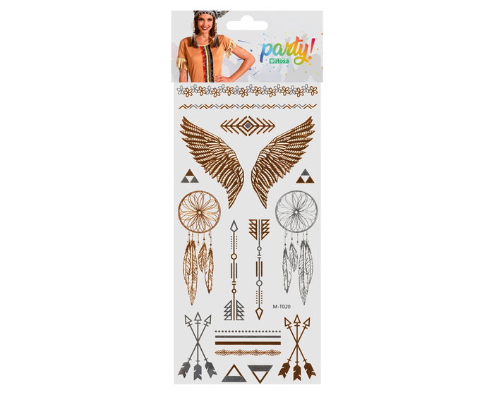 Tattoos Temporaires Tribal Dorés et Argentés pour Fêtes à Thème - Maquillage Éphémère, Art Corporel Fantaisie