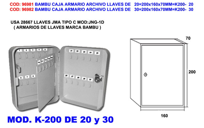 Boîte de rangement pour clés AVL K200-30 Boîte de rangement pour clés AVL K200-30