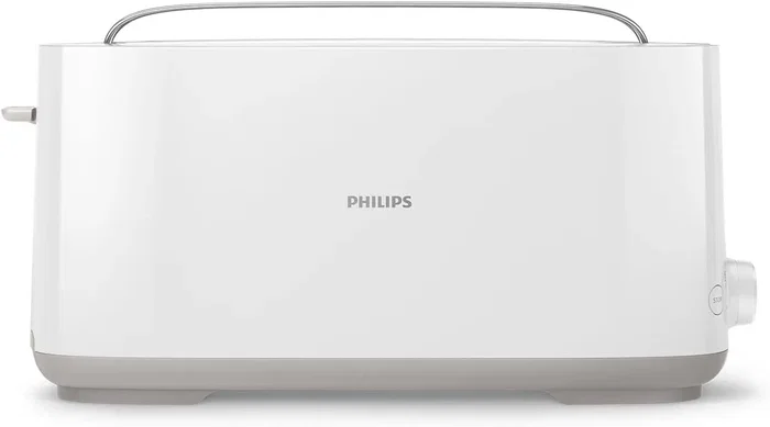 Philips Grille-pain HD2590/00 - 1 Fente Longue - 830W - Fonction Réchauffe-Viennoiseries Intégrée - Blanc - Collection Daily Petit Déjeuner