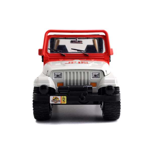 Jeep Jurassic Park Wrangler - Véhicule tout-terrain miniature 1:24 - 19 cm - Langue Espagnol/Portugais - Métal Jeep Jurassic Park Wrangler - Véhicule tout-terrain miniature 1:24 - 19 cm - Langue Espagnol/Portugais - Métal