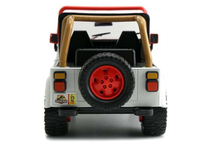 Jeep Jurassic Park Wrangler - Véhicule tout-terrain miniature 1:24 - 19 cm - Langue Espagnol/Portugais - Métal Jeep Jurassic Park Wrangler - Véhicule tout-terrain miniature 1:24 - 19 cm - Langue Espagnol/Portugais - Métal