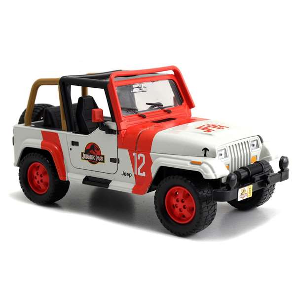 Jeep Jurassic Park Wrangler - Véhicule tout-terrain miniature 1:24 - 19 cm - Langue Espagnol/Portugais - Métal Jeep Jurassic Park Wrangler - Véhicule tout-terrain miniature 1:24 - 19 cm - Langue Espagnol/Portugais - Métal