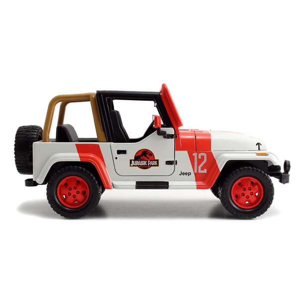 Jeep Jurassic Park Wrangler - Véhicule tout-terrain miniature 1:24 - 19 cm - Langue Espagnol/Portugais - Métal Jeep Jurassic Park Wrangler - Véhicule tout-terrain miniature 1:24 - 19 cm - Langue Espagnol/Portugais - Métal