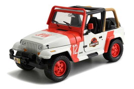 Jeep Jurassic Park Wrangler - Véhicule tout-terrain miniature 1:24 - 19 cm - Langue Espagnol/Portugais - Métal