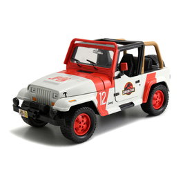 JADA TOYS Jeep Wrangler Jurassic Park - Voiture jouet 1/24 métal avec portes et capot ouvrables - Modèle de collection 25 cm