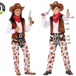 Déguisement Enfant Sheriff Western Cowboy Unisex 5 Pièces Âge 7-9 Ans Polyester Multicolor