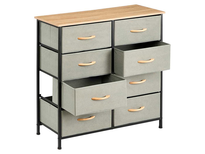GIFTDECOR Meuble 8 tiroirs Gris-Madera-Negro