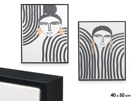 GIFTDECOR Tableau sur toile cadre noir Femme Rayures Assortiment