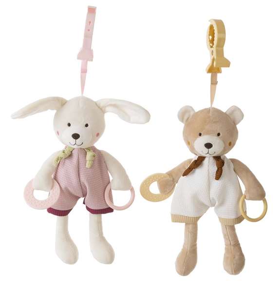 Creaciones Llopis Oso Beig Activity Sonajero 30 cm - Ours beige hochet d'activité 30 cm en polyester - À partir de 3 ans