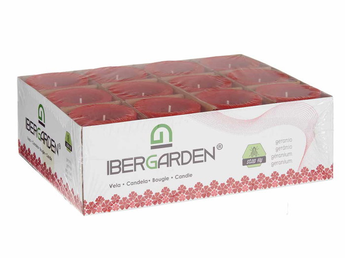 Ibergarden Bougie Taco Geranio rouge cire 7x8x7 cm (Set de 24)