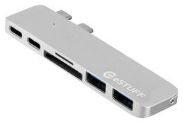 eSTUFF Hub Pro Silver avec emplacement USB-C