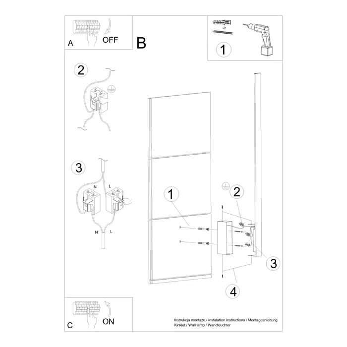 Lahti - Aplique murale design M 3000K, Blanc, Doré ou Noir, LED atmosphérique pour intérieur moderne, SOL-TH.189