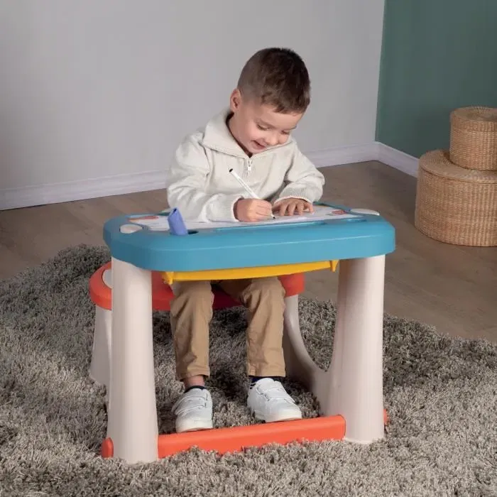 Smoby Pupitre Magique pour Dessin et Jeu avec 12 Accessoires - Plateau Écrivable et Rangement - À partir de 2 Ans