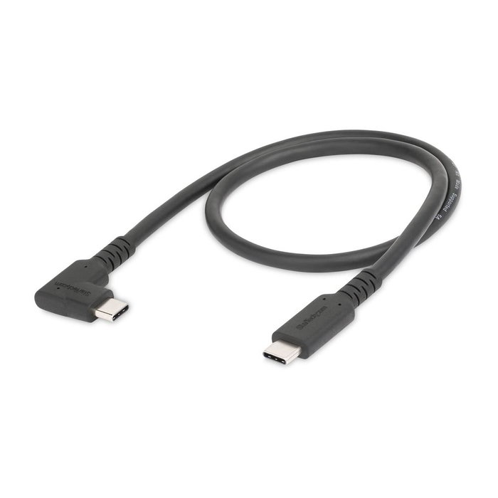Startechcom Câble USB-C 0,5 m USB 3.2 Gen 2, 100W, Connecteur coudé, Noir