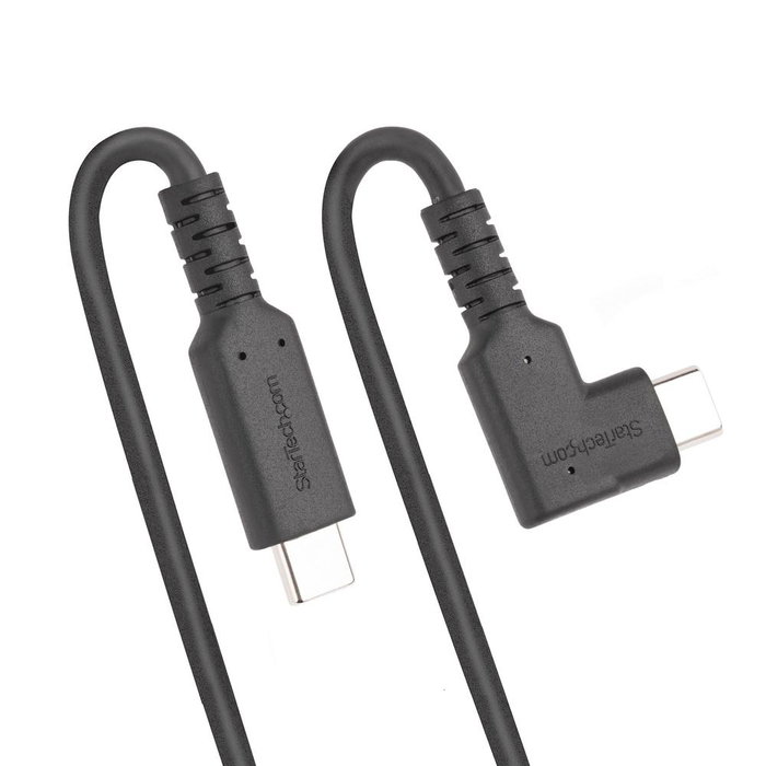 Startechcom Câble USB-C 0,5 m USB 3.2 Gen 2, 100W, Connecteur coudé, Noir