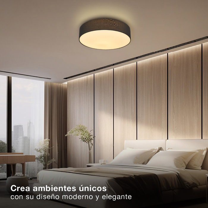 GSC Evolution Plafonnier LED Kasker en tissu Gris, 22W, réglable 3000K-6500K