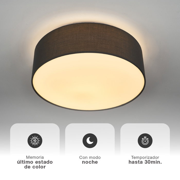 GSC Evolution Plafonnier LED Kasker en tissu Gris, 22W, réglable 3000K-6500K
