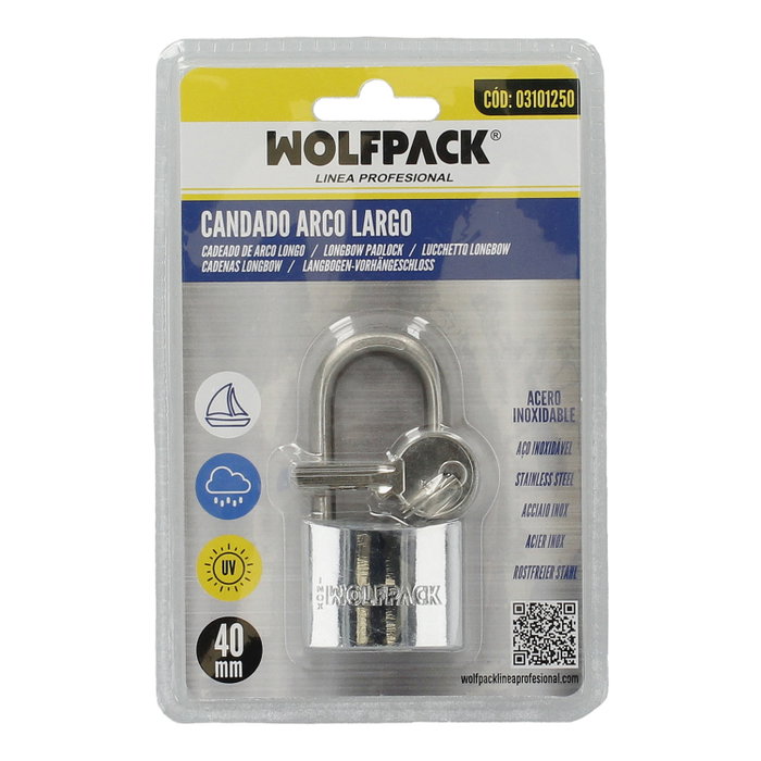 WOLFPACK LINEA PROFESIONAL Cadenas Inoxydable Arco Largo 40mm