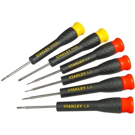 Stanley STHT0-62631 - Jeu de 6 Micro Tournevis de Précision - Fabrication Française - Embouts Fente (1,0/1,2/1,5/1,8mm) et Phillips (PH000/PH00) - Poignée Ergonomique