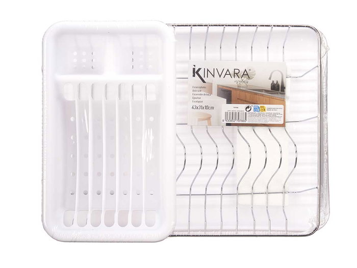KINVARA Égouttoir plat blanc avec plateau et panier