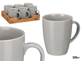 Vessia Mug Jarre Gris 330 ml Céramique Brillant 11x10x8 cm (Set de 24)