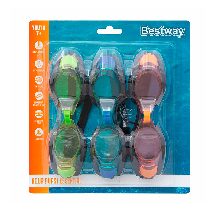 Bestway 21096 - Set de Natation 3 Pièces avec Gafa, Corne en Silicone et Sangle pour Enfants +7 Ans - Plage et Piscine