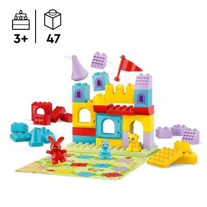 Lego DUPLO 10450 Jeu de construction Le château d'Hopsy, 47 pièces avec 3 figurines d'animaux, jouet éducatif pour enfants à partir de 3 ans