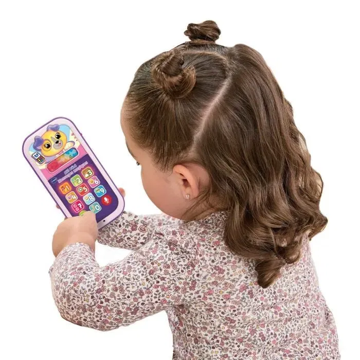 Vtech Baby Allô Bébé Messages Magiques Rose - Téléphone éducatif avec touches lumineuses, enregistrement vocal et visage de chien lumineux - Pour enfants de 9 à 36 mois