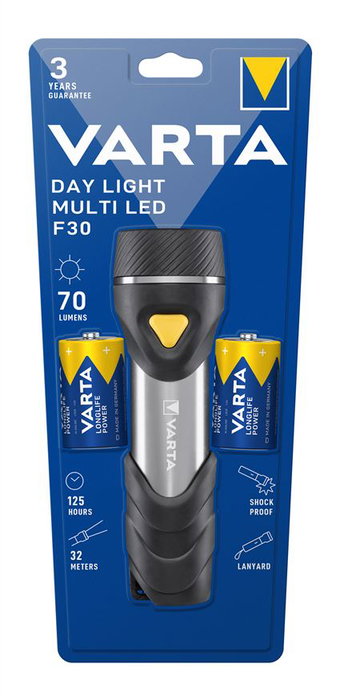Varta 17612101421 - Lampe Torche LED 14 LEDs 70 LM avec 2 piles LR20 D F30 - Utilisation quotidienne
