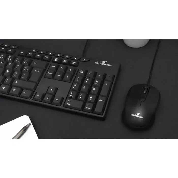 Bluestork Media Office - Clavier filaire AZERTY - Avec 15 touches multimédias - Compatible Windows - Noir