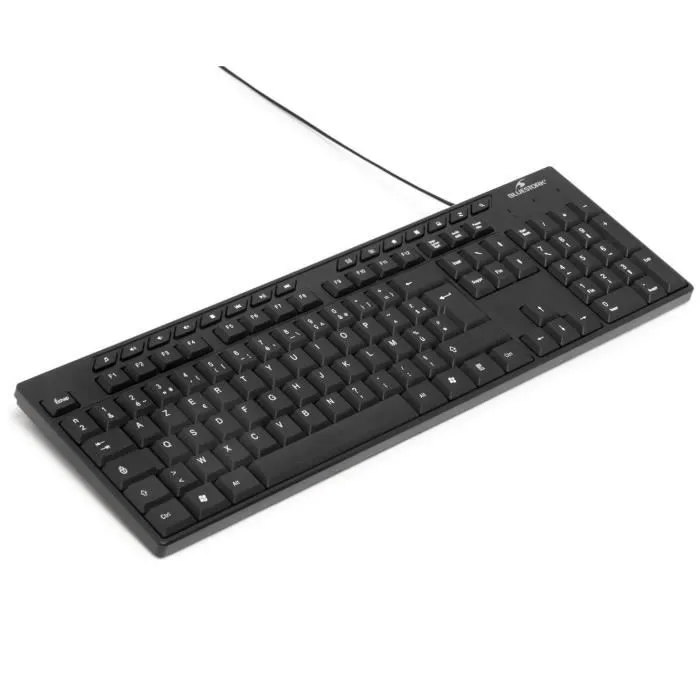 Bluestork Media Office - Clavier filaire AZERTY - Avec 15 touches multimédias - Compatible Windows - Noir