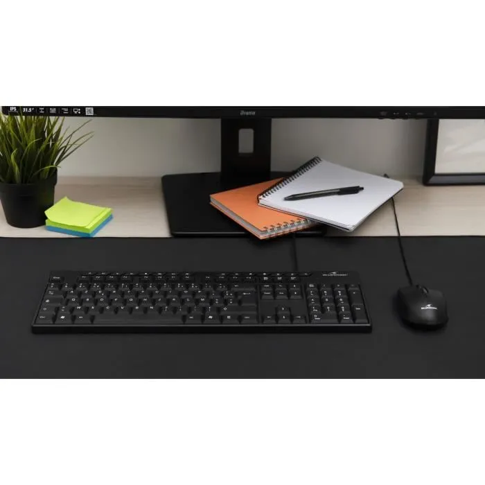 Bluestork Media Office - Clavier filaire AZERTY - Avec 15 touches multimédias - Compatible Windows - Noir