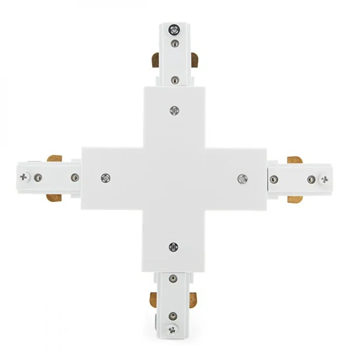 Connecteur X pour Rail Bifasique Blanc Compatible Spots LED