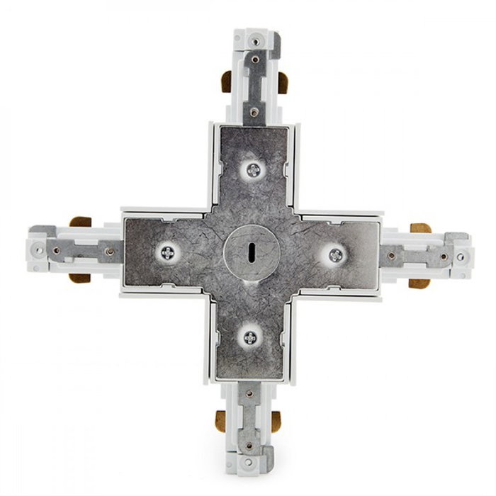 Connecteur X pour spots LED sur rail biphasé blanc Connecteur X pour spots LED sur rail biphasé blanc