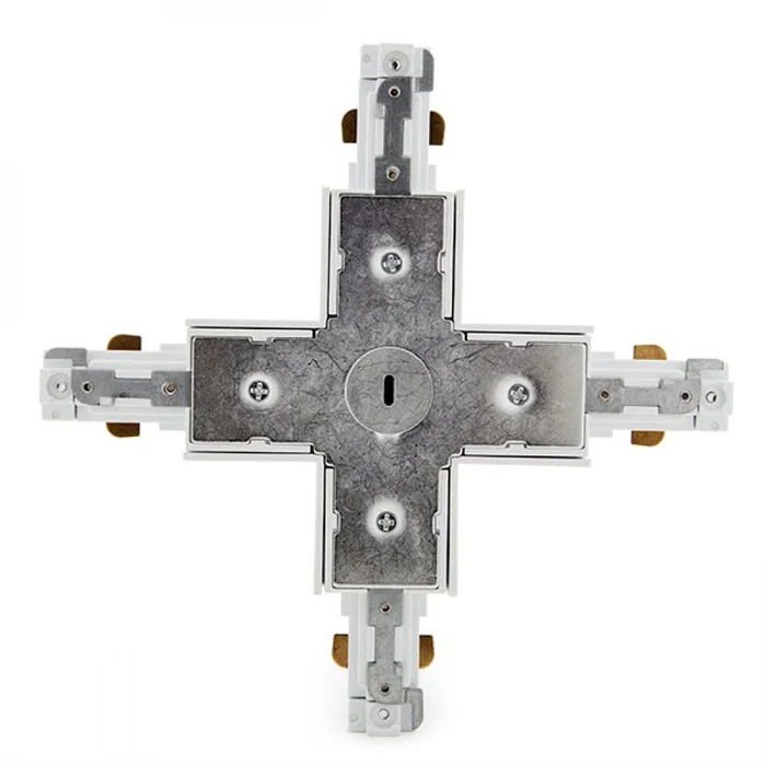 Connecteur X pour Rail Bifasique Blanc Compatible Spots LED