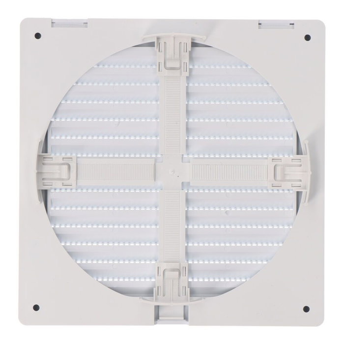 Edm Grille de ventilation carrée encastrable ajustable Ø 80-150 avec moustiquaire 170x170x11,5mm ABS blanc