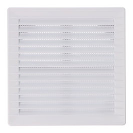 Edm Grille de ventilation carrée encastrable ajustable Ø 80-150 avec moustiquaire 170x170x11,5mm ABS blanc