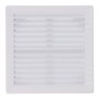 Edm Grille de ventilation carrée encastrable ajustable Ø 80-150 avec moustiquaire 170x170x11,5mm ABS blanc